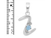 Aquamarine & White Topaz Alphabet Z Pendant AQM-RDA-26.