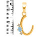 Aquamarine & White Topaz Alphabet C Pendant AQM-RDA-3.
