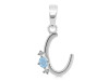 Aquamarine & White Topaz Alphabet C Pendant AQM-RDA-3.