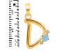 Aquamarine & White Topaz Alphabet D Pendant AQM-RDA-4.