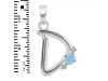 Aquamarine & White Topaz Alphabet D Pendant AQM-RDA-4.