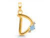 Aquamarine & White Topaz Alphabet D Pendant AQM-RDA-4.