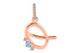 Aquamarine & White Topaz Alphabet Q Pendant AQM-RDA-43.