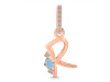 Aquamarine & White Topaz Alphabet R Pendant AQM-RDA-44.