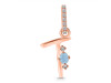 Aquamarine & White Topaz Alphabet T Pendant AQM-RDA-46.
