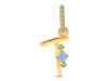 Aquamarine & White Topaz Alphabet T Pendant AQM-RDA-46.