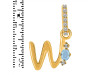 Aquamarine & White Topaz Alphabet W Pendant AQM-RDA-49.