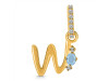 Aquamarine & White Topaz Alphabet W Pendant AQM-RDA-49.