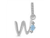 Aquamarine & White Topaz Alphabet W Pendant AQM-RDA-49.
