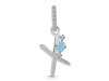 Aquamarine & White Topaz Alphabet X Pendant AQM-RDA-50.