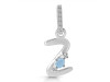 Aquamarine & White Topaz Alphabet Z Pendant AQM-RDA-52.