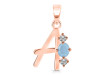 Aquamarine & White Topaz Alphabet A Pendant AQM-RDA-53.
