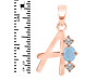 Aquamarine & White Topaz Alphabet A Pendant AQM-RDA-53.
