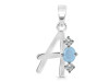 Aquamarine & White Topaz Alphabet A Pendant AQM-RDA-53.