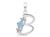 Aquamarine & White Topaz Alphabet B Pendant AQM-RDA-54.