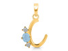 Aquamarine & White Topaz Alphabet C Pendant AQM-RDA-55.