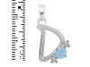 Aquamarine & White Topaz Alphabet D Pendant AQM-RDA-56.