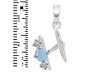 Aquamarine & White Topaz Alphabet H Pendant AQM-RDA-60.