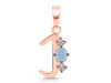 Aquamarine & White Topaz Alphabet J Pendant AQM-RDA-62.