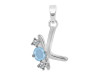 Aquamarine & White Topaz Alphabet K Pendant AQM-RDA-63.