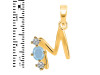 Aquamarine & White Topaz Alphabet M Pendant AQM-RDA-65.