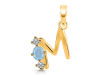 Aquamarine & White Topaz Alphabet M Pendant AQM-RDA-65.