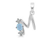 Aquamarine & White Topaz Alphabet M Pendant AQM-RDA-65.