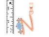Aquamarine & White Topaz Alphabet N Pendant AQM-RDA-66.