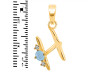 Aquamarine & White Topaz Alphabet H Pendant AQM-RDA-8.