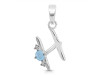 Aquamarine & White Topaz Alphabet H Pendant AQM-RDA-8.