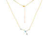 cancer Zodiac Star Constellation Aquamarine & White Topaz Necklace AQM-RDN-486.