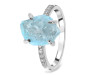 Aquamarine Raw Crystal & White Topaz Ring AQM-RR-397.