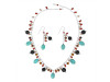 Turquoise/Lava Beaded  Jewelry Set BDD-12-1645