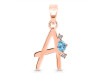 Blue Topaz & White Topaz Alphabet A Pendant BTZ-RDA-1.