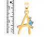 Blue Topaz & White Topaz Alphabet A Pendant BTZ-RDA-1.