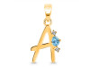 Blue Topaz & White Topaz Alphabet A Pendant BTZ-RDA-1.