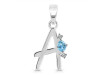 Blue Topaz & White Topaz Alphabet A Pendant BTZ-RDA-1.