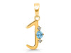 Blue Topaz & White Topaz Alphabet J Pendant BTZ-RDA-10.