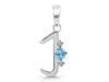 Blue Topaz & White Topaz Alphabet J Pendant BTZ-RDA-10.