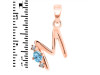 Blue Topaz & White Topaz Alphabet M Pendant BTZ-RDA-13.