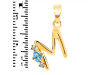 Blue Topaz & White Topaz Alphabet M Pendant BTZ-RDA-13.