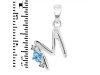 Blue Topaz & White Topaz Alphabet M Pendant BTZ-RDA-13.