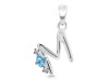 Blue Topaz & White Topaz Alphabet M Pendant BTZ-RDA-13.