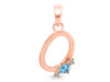 Blue Topaz & White Topaz Alphabet O Pendant BTZ-RDA-15.