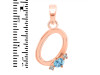 Blue Topaz & White Topaz Alphabet O Pendant BTZ-RDA-15.