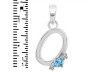 Blue Topaz & White Topaz Alphabet O Pendant BTZ-RDA-15.