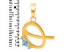 Blue Topaz & White Topaz Alphabet Q Pendant BTZ-RDA-17.
