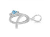 Blue Topaz & White Topaz Alphabet Q Pendant BTZ-RDA-17.
