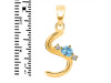 Blue Topaz & White Topaz Alphabet S Pendant BTZ-RDA-19.