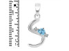 Blue Topaz & White Topaz Alphabet S Pendant BTZ-RDA-19.
